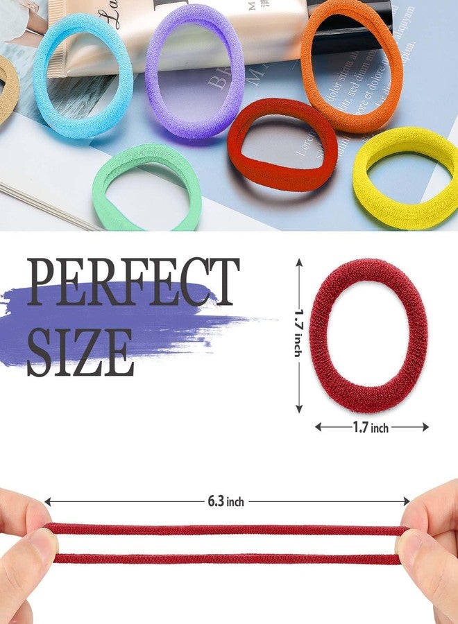 JIRIS 50Pcs Hair Ties for Women Girls,Cotton Seamless Hair Ties, Soft Ponytail Holders,No Crease No Damage Elastics Hair Bands with Box for Thick Heavy and Curly Hair (Set 2) - Image 2